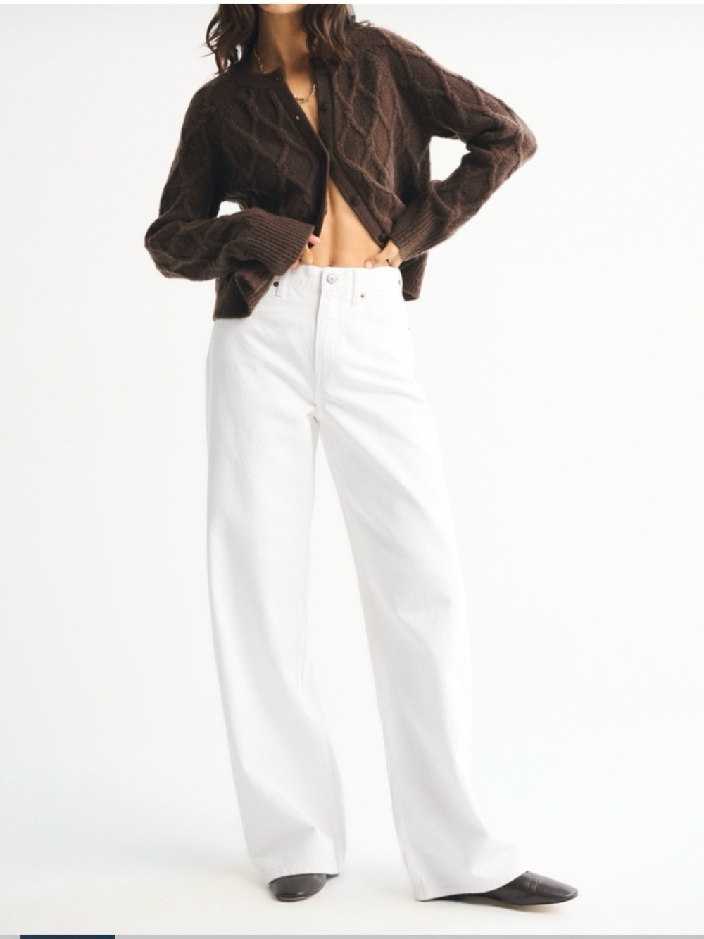 Abercrombie & Fitch White High-Rise Wide-Leg Jeans